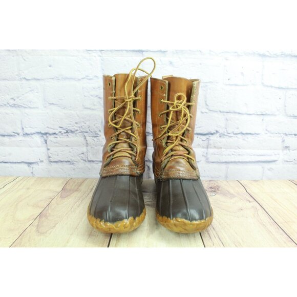 Vintage LL Bean Unlined Maine Hunting Shoe Leather Duck Boots Size 8 - Picture 3 of 10